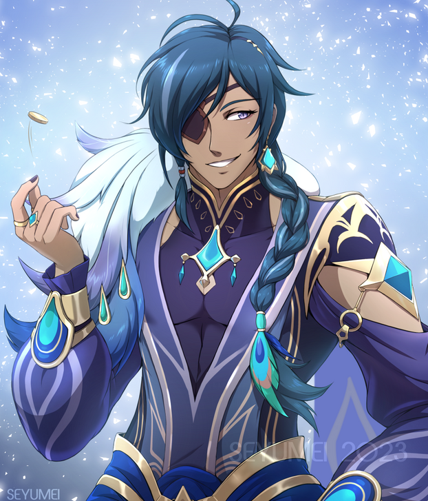 Fanart of Kaeya (Sailwind Shadow skin) from Genshin Impact