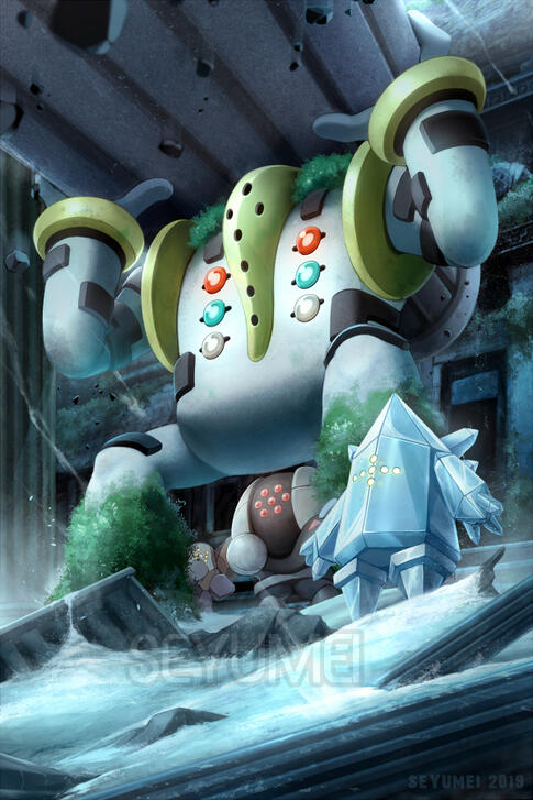 Regigigas + Regi Trio illustration for Pokemon Tarot
