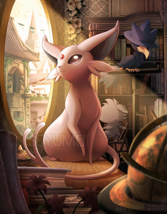 Espeon illustration for Eeveeluzine (Eeveelution themed Pokemon zine)