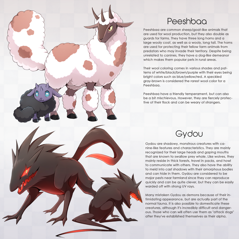 Fictional animal species info sheet