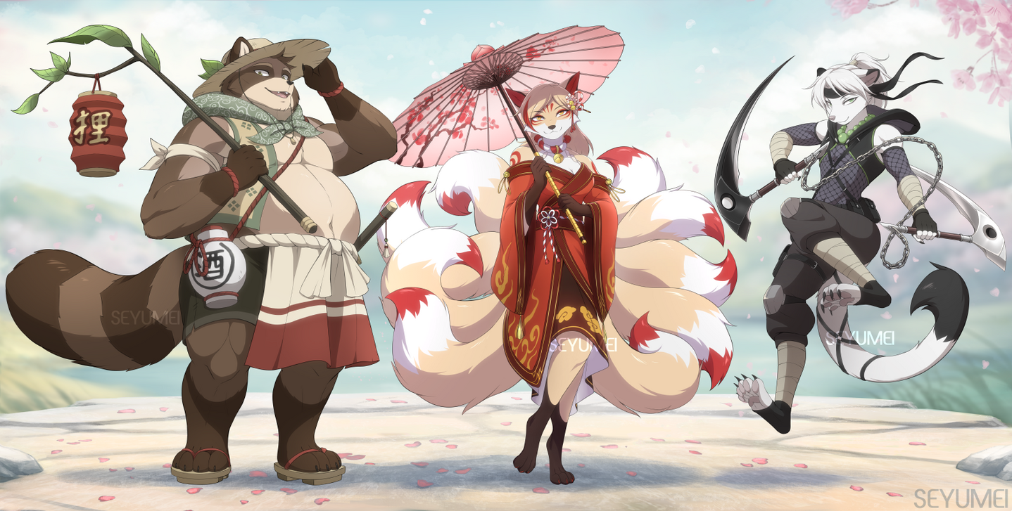 Anthro designs of some Yokai