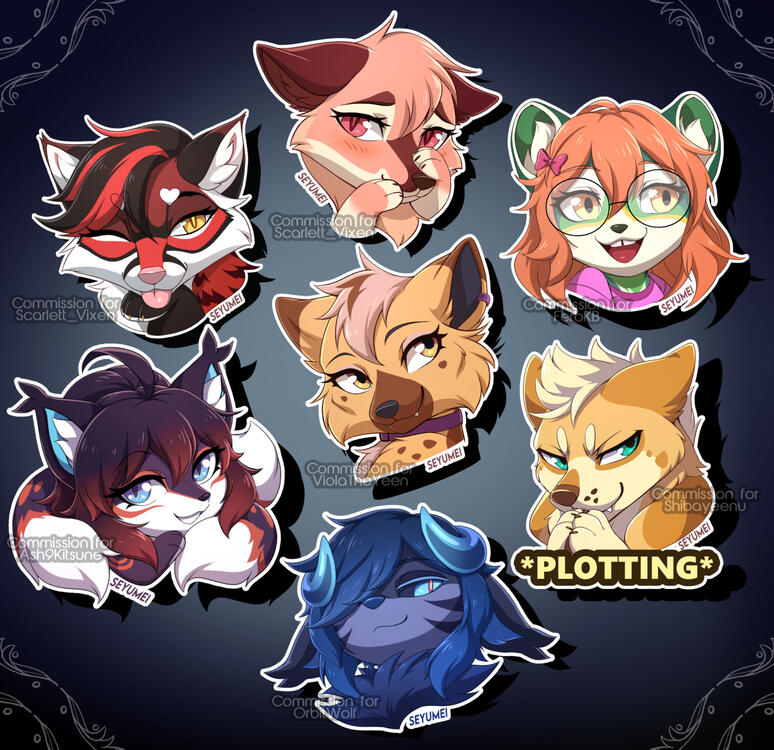 Group of digital chibi headshot commissions (done 1-2 days after con)
