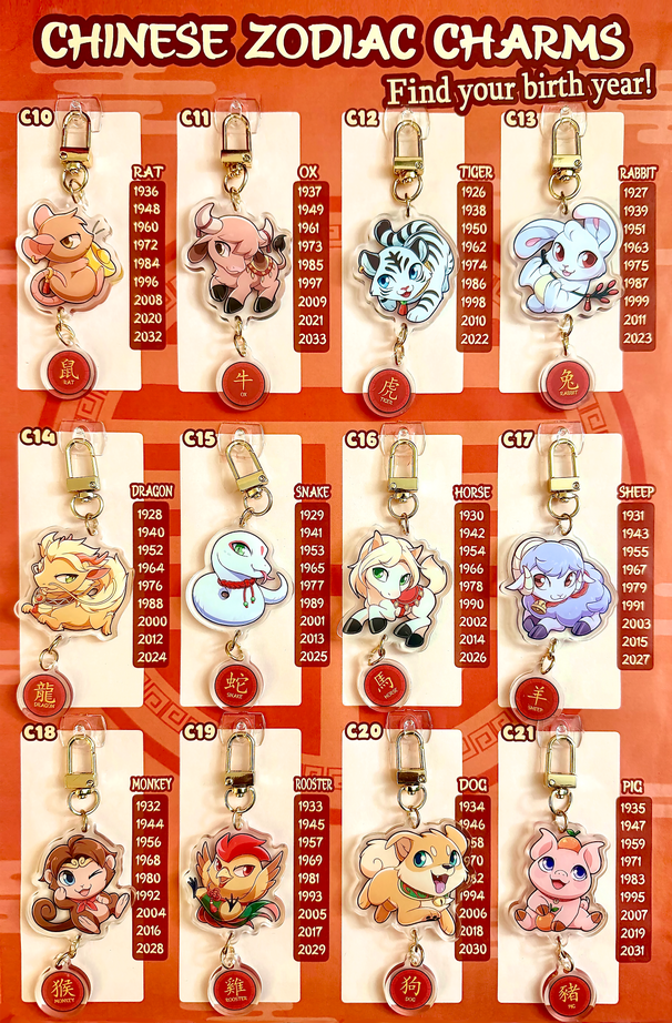 Chinese zodiac charm booth board