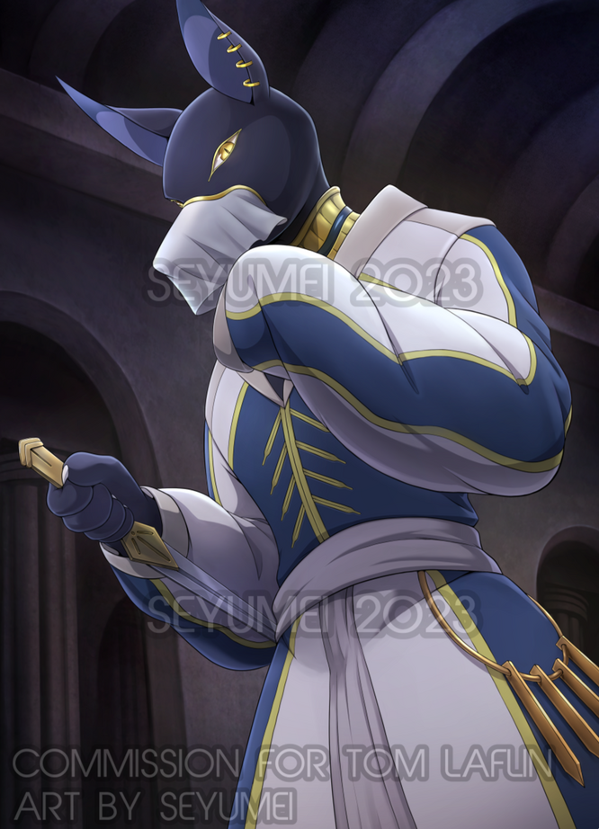 Poster commission for Tom Laflin, who is the EN VA for Anubis in the anime Sacrificial Princess and the King of Beasts